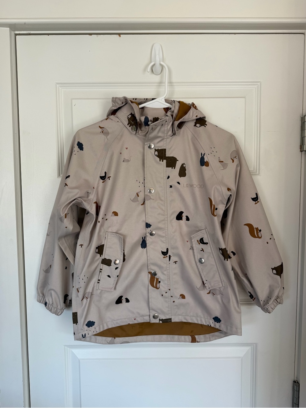 Liewood Kids' Beige Animal-Print Hooded Rain Jacket